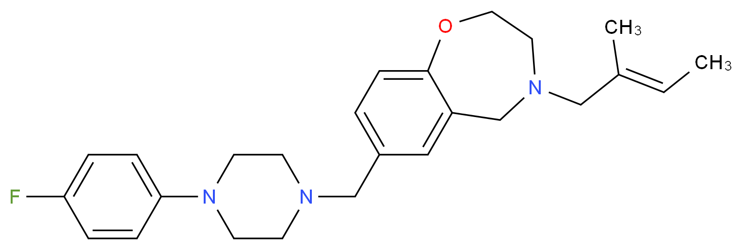 7-{[4-(4-fluorophenyl)-1-piperazinyl]methyl}-4-[(2E)-2-methyl-2-buten-1-yl]-2,3,4,5-tetrahydro-1,4-benzoxazepine_分子结构_CAS_)