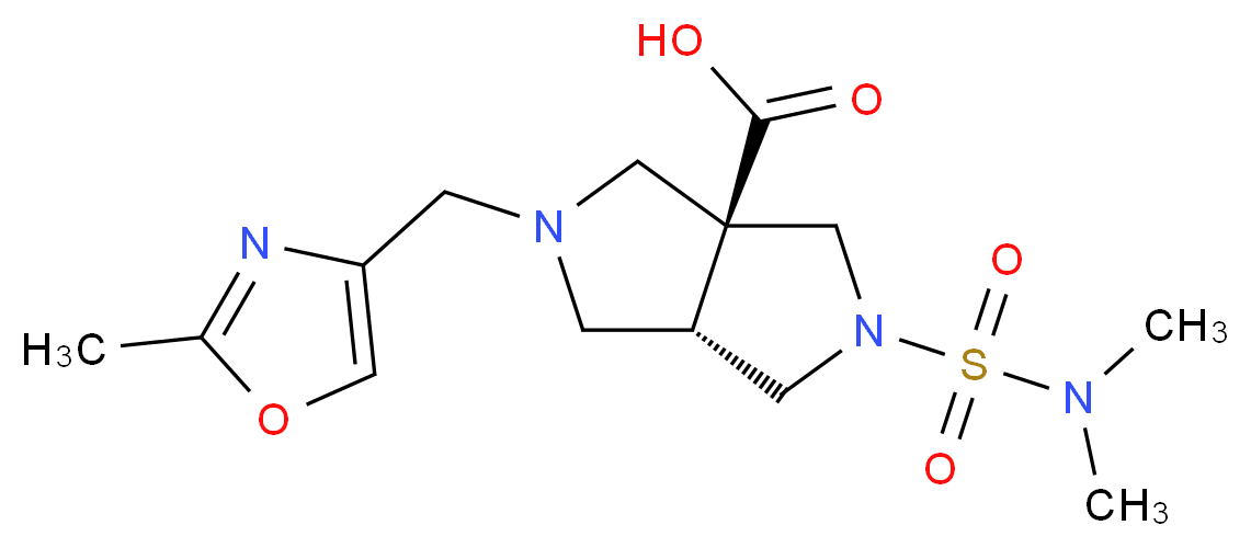 (3aS*,6aS*)-2-[(dimethylamino)sulfonyl]-5-[(2-methyl-1,3-oxazol-4-yl)methyl]hexahydropyrrolo[3,4-c]pyrrole-3a(1H)-carboxylic acid_分子结构_CAS_)