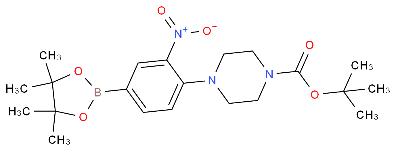 tert-butyl 4-[2-nitro-4-(tetramethyl-1,3,2-dioxaborolan-2-yl)phenyl]piperazine-1-carboxylate_分子结构_CAS_940284-94-6