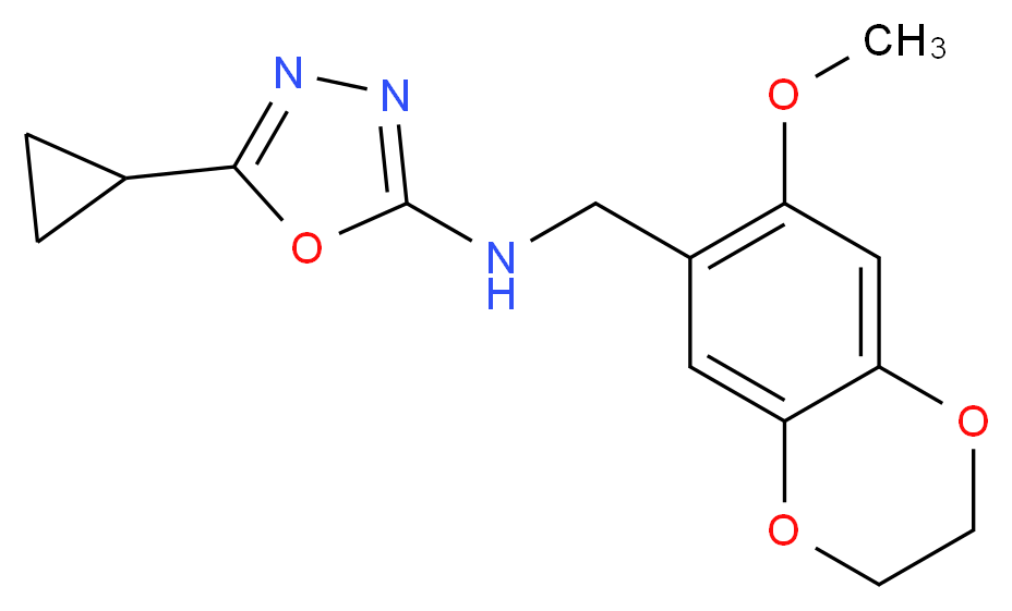 5-cyclopropyl-N-[(7-methoxy-2,3-dihydro-1,4-benzodioxin-6-yl)methyl]-1,3,4-oxadiazol-2-amine_分子结构_CAS_)