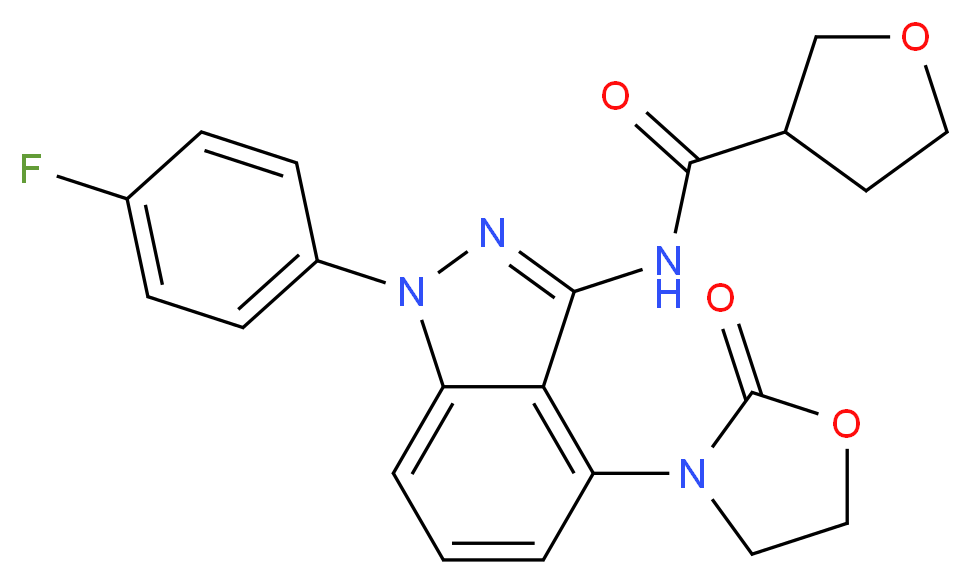 N-[1-(4-fluorophenyl)-4-(2-oxo-1,3-oxazolidin-3-yl)-1H-indazol-3-yl]tetrahydrofuran-3-carboxamide_分子结构_CAS_)