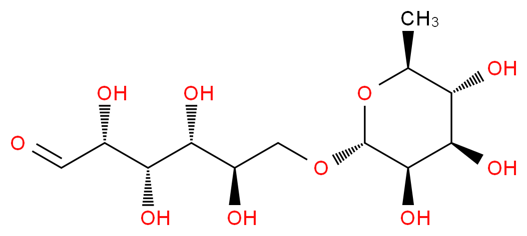 (2R,3S,4R,5R)-2,3,4,5-tetrahydroxy-6-{[(2R,3R,4R,5R,6S)-3,4,5-trihydroxy-6-methyloxan-2-yl]oxy}hexanal_分子结构_CAS_90-74-4