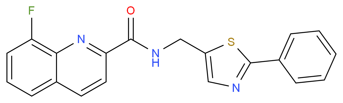 8-fluoro-N-[(2-phenyl-1,3-thiazol-5-yl)methyl]-2-quinolinecarboxamide_分子结构_CAS_)