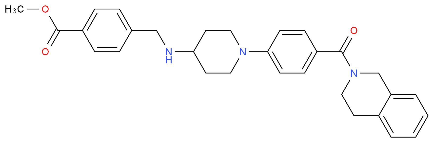 methyl 4-[({1-[4-(3,4-dihydro-2(1H)-isoquinolinylcarbonyl)phenyl]-4-piperidinyl}amino)methyl]benzoate_分子结构_CAS_)