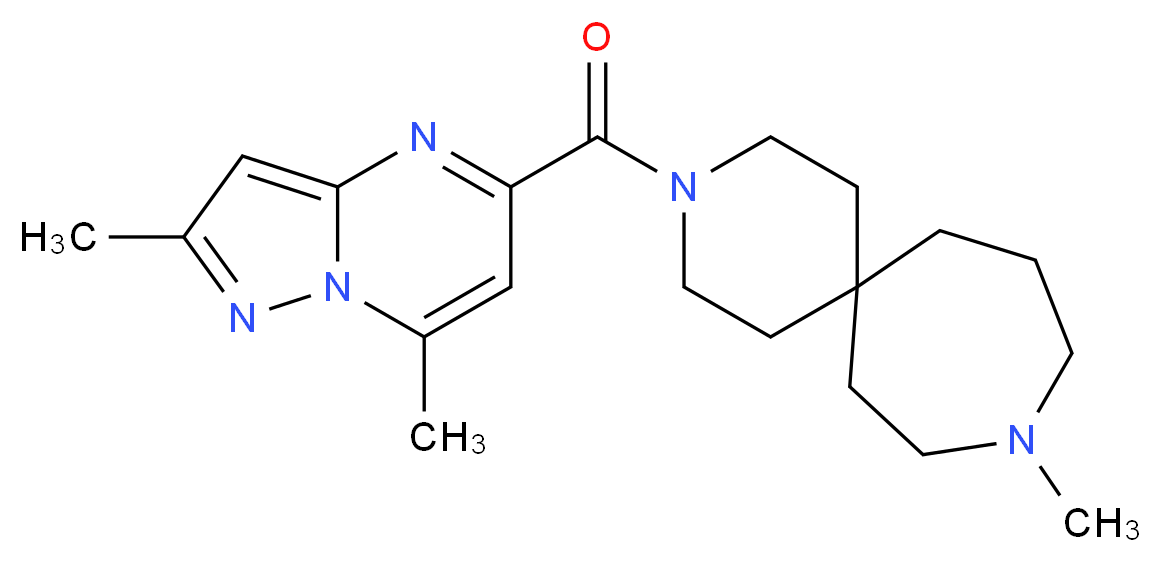 3-[(2,7-dimethylpyrazolo[1,5-a]pyrimidin-5-yl)carbonyl]-9-methyl-3,9-diazaspiro[5.6]dodecane_分子结构_CAS_)
