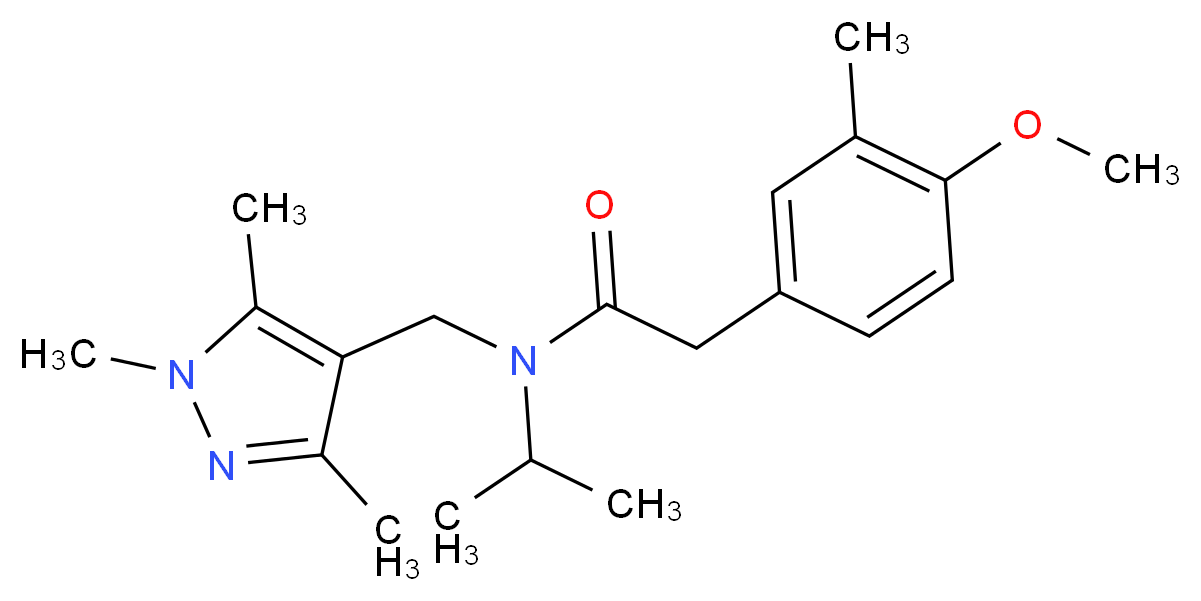 N-isopropyl-2-(4-methoxy-3-methylphenyl)-N-[(1,3,5-trimethyl-1H-pyrazol-4-yl)methyl]acetamide_分子结构_CAS_)