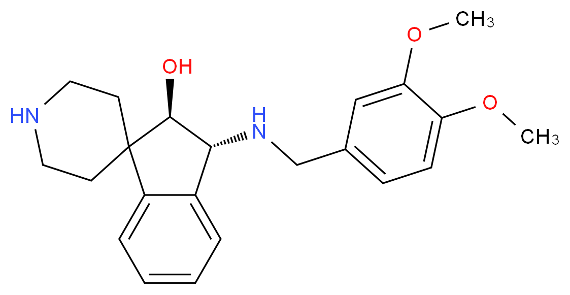 (2R*,3R*)-3-[(3,4-dimethoxybenzyl)amino]-2,3-dihydrospiro[indene-1,4'-piperidin]-2-ol_分子结构_CAS_)