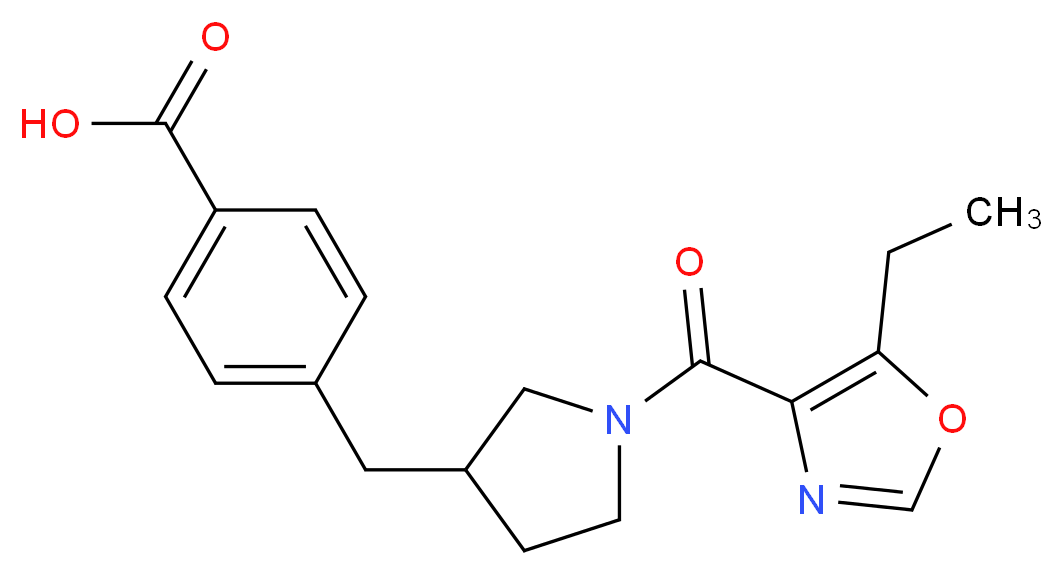 4-({1-[(5-ethyl-1,3-oxazol-4-yl)carbonyl]pyrrolidin-3-yl}methyl)benzoic acid_分子结构_CAS_)
