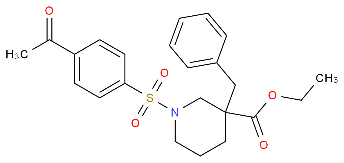 ethyl 1-[(4-acetylphenyl)sulfonyl]-3-benzyl-3-piperidinecarboxylate_分子结构_CAS_)