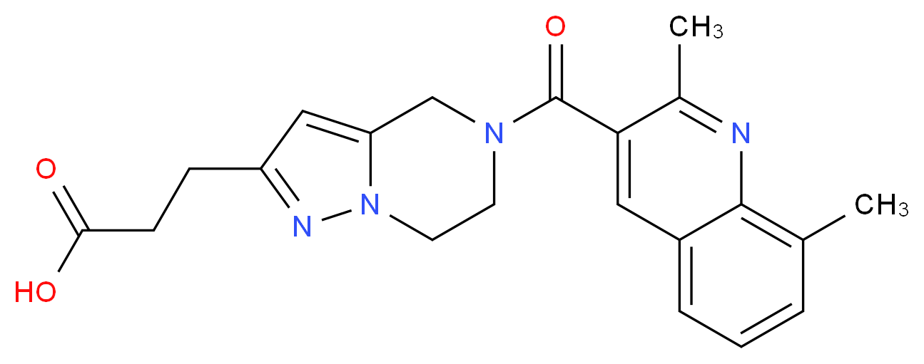 3-{5-[(2,8-dimethyl-3-quinolinyl)carbonyl]-4,5,6,7-tetrahydropyrazolo[1,5-a]pyrazin-2-yl}propanoic acid_分子结构_CAS_)