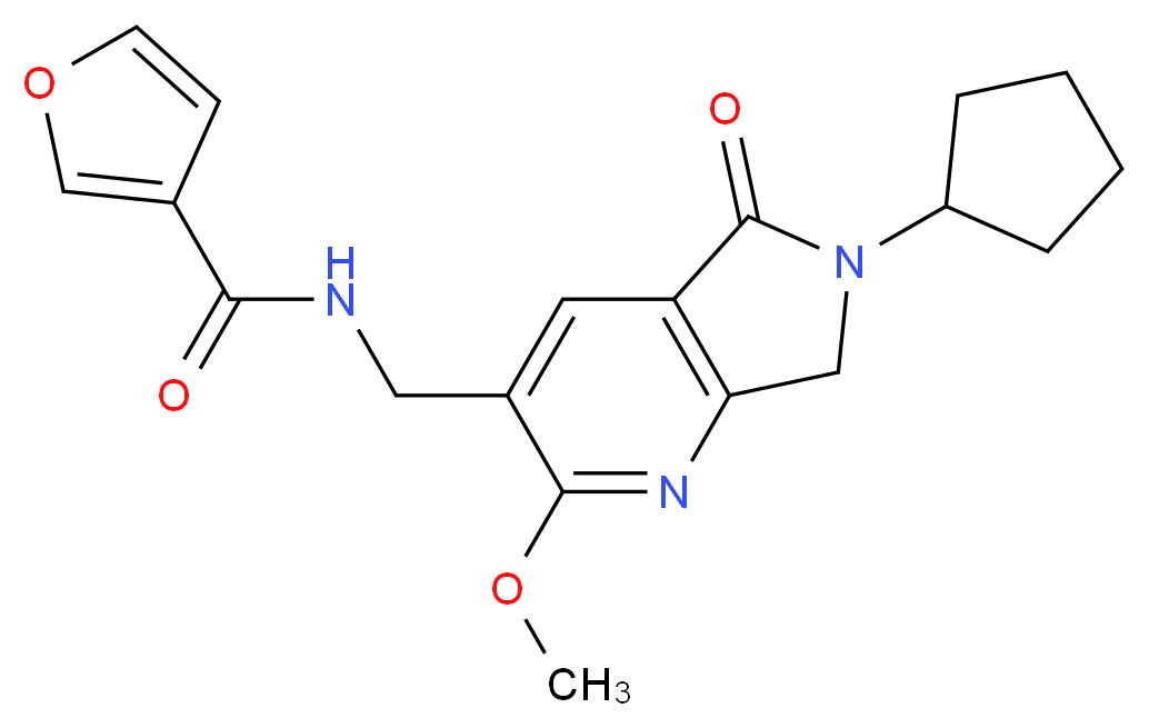 N-[(6-cyclopentyl-2-methoxy-5-oxo-6,7-dihydro-5H-pyrrolo[3,4-b]pyridin-3-yl)methyl]-3-furamide_分子结构_CAS_)