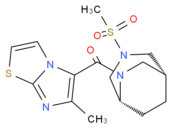 (1R*,5R*)-6-[(6-methylimidazo[2,1-b][1,3]thiazol-5-yl)carbonyl]-3-(methylsulfonyl)-3,6-diazabicyclo[3.2.2]nonane_分子结构_CAS_)