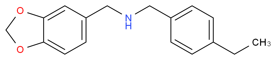 (2H-1,3-benzodioxol-5-ylmethyl)[(4-ethylphenyl)methyl]amine_分子结构_CAS_504432-21-7