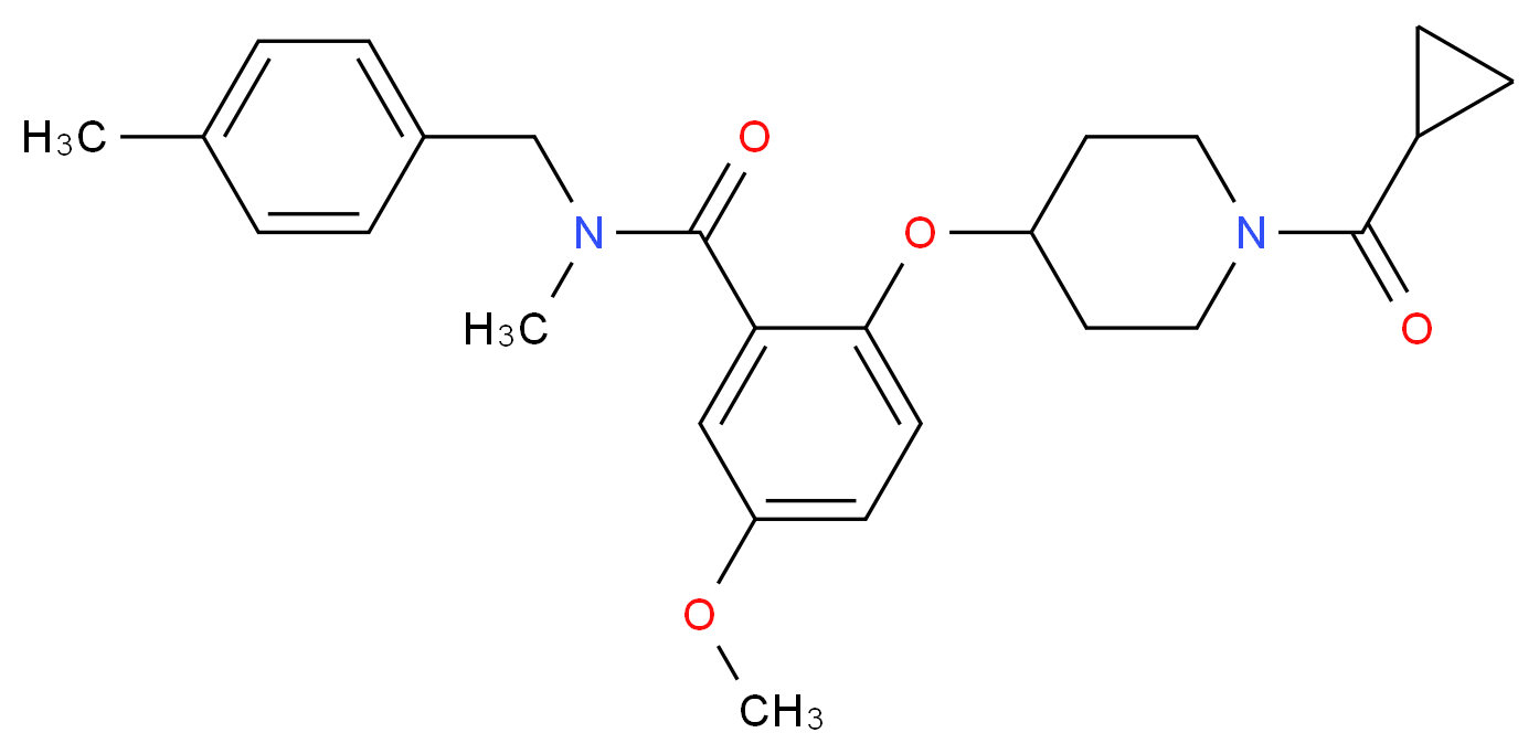 2-{[1-(cyclopropylcarbonyl)-4-piperidinyl]oxy}-5-methoxy-N-methyl-N-(4-methylbenzyl)benzamide_分子结构_CAS_)