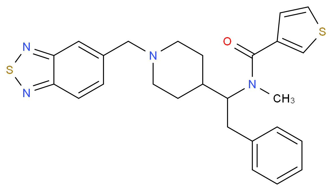 N-{1-[1-(2,1,3-benzothiadiazol-5-ylmethyl)-4-piperidinyl]-2-phenylethyl}-N-methyl-3-thiophenecarboxamide_分子结构_CAS_)