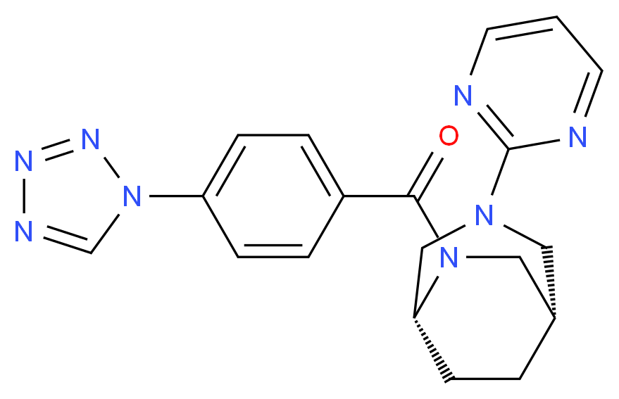 (1S*,5R*)-3-(2-pyrimidinyl)-6-[4-(1H-tetrazol-1-yl)benzoyl]-3,6-diazabicyclo[3.2.2]nonane_分子结构_CAS_)