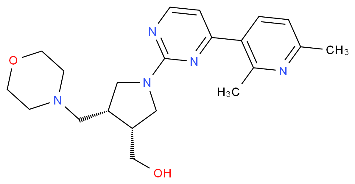 [(3R*,4R*)-1-[4-(2,6-dimethylpyridin-3-yl)pyrimidin-2-yl]-4-(morpholin-4-ylmethyl)pyrrolidin-3-yl]methanol_分子结构_CAS_)