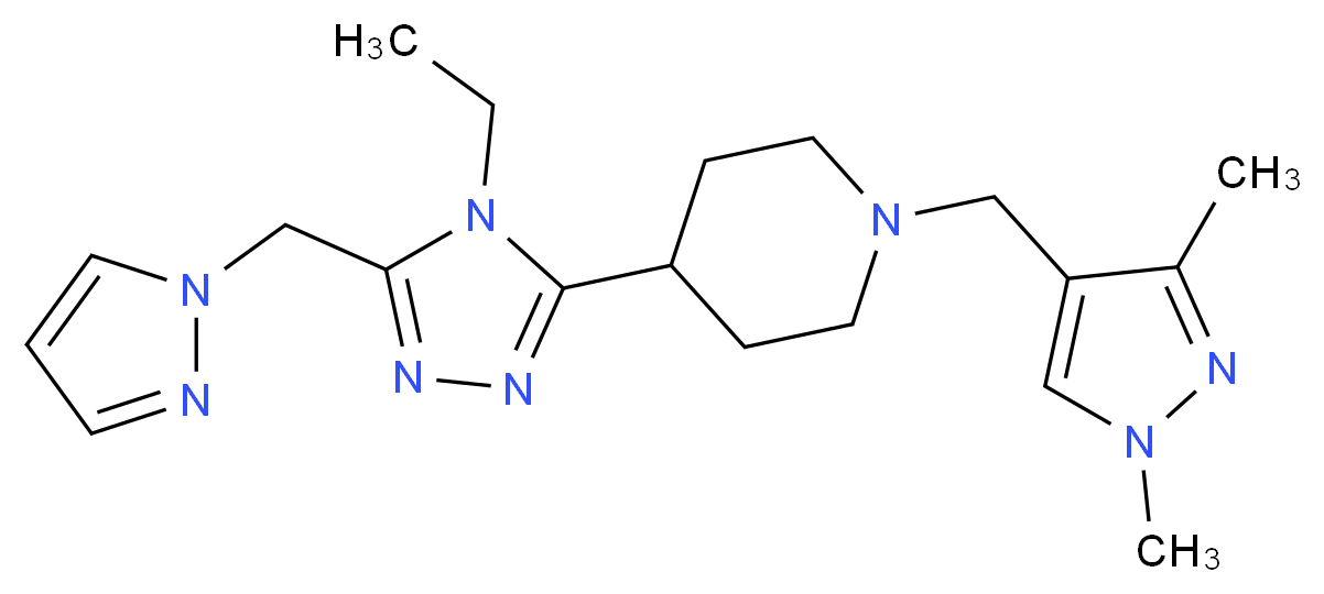 1-[(1,3-dimethyl-1H-pyrazol-4-yl)methyl]-4-[4-ethyl-5-(1H-pyrazol-1-ylmethyl)-4H-1,2,4-triazol-3-yl]piperidine_分子结构_CAS_)