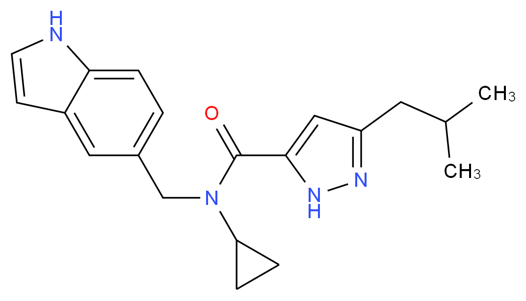 N-cyclopropyl-N-(1H-indol-5-ylmethyl)-3-isobutyl-1H-pyrazole-5-carboxamide_分子结构_CAS_)
