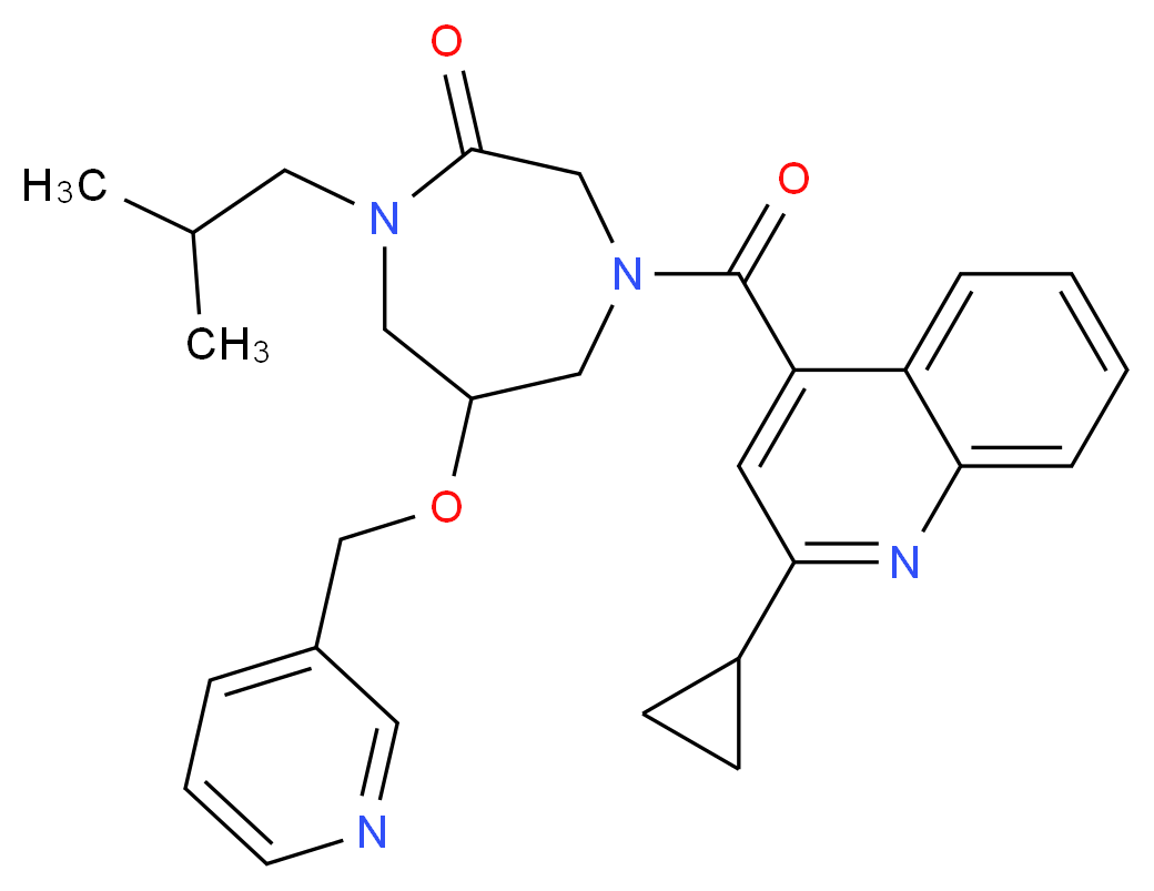 4-[(2-cyclopropyl-4-quinolinyl)carbonyl]-1-isobutyl-6-(3-pyridinylmethoxy)-1,4-diazepan-2-one_分子结构_CAS_)