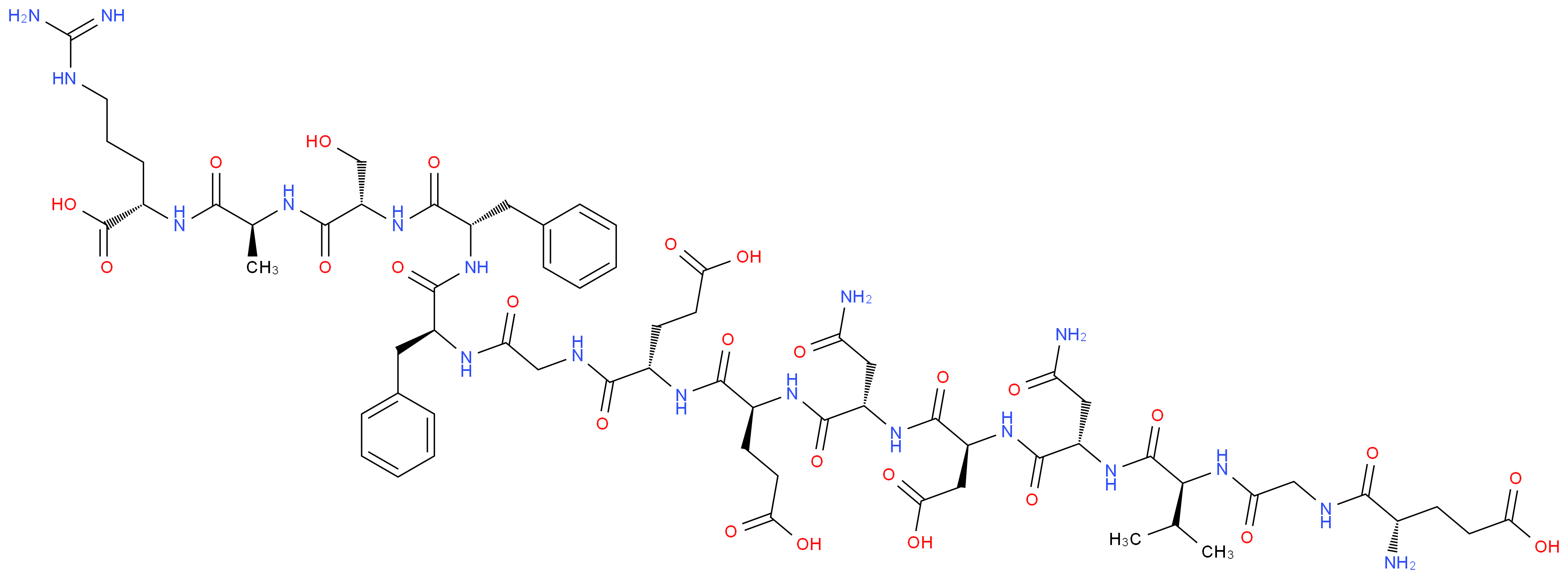 (2S)-2-[(2S)-2-[(2S)-2-[(2S)-2-[(2S)-2-{2-[(2S)-2-[(2S)-2-[(2S)-2-[(2S)-2-[(2S)-2-[(2S)-2-{2-[(2S)-2-amino-4-carboxybutanamido]acetamido}-3-methylbutanamido]-3-carbamoylpropanamido]-3-carboxypropanamido]-3-carbamoylpropanamido]-4-carboxybutanamido]-4-carboxybutanamido]acetamido}-3-phenylpropanamido]-3-phenylpropanamido]-3-hydroxypropanamido]propanamido]-5-carbamimidamidopentanoic acid_分子结构_CAS_103213-49-6