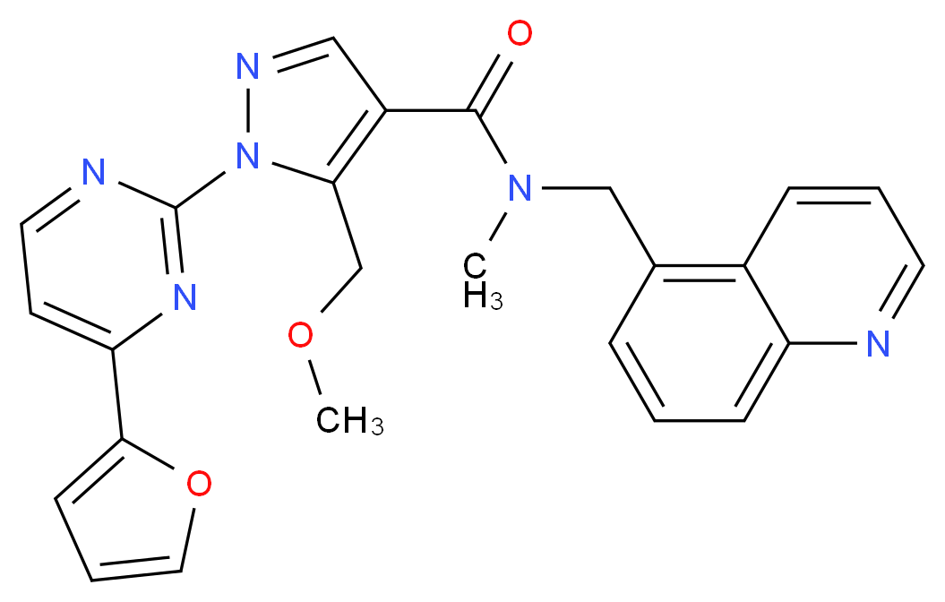1-[4-(2-furyl)-2-pyrimidinyl]-5-(methoxymethyl)-N-methyl-N-(5-quinolinylmethyl)-1H-pyrazole-4-carboxamide_分子结构_CAS_)
