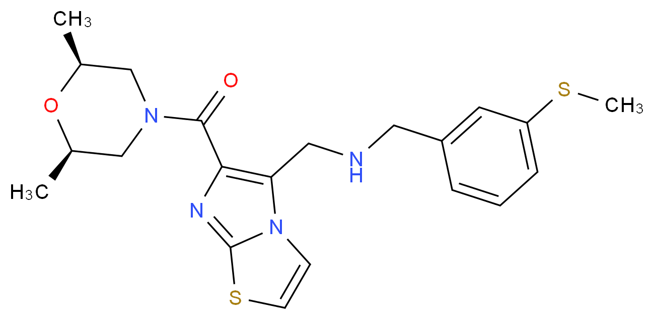 1-(6-{[(2R*,6S*)-2,6-dimethyl-4-morpholinyl]carbonyl}imidazo[2,1-b][1,3]thiazol-5-yl)-N-[3-(methylthio)benzyl]methanamine_分子结构_CAS_)