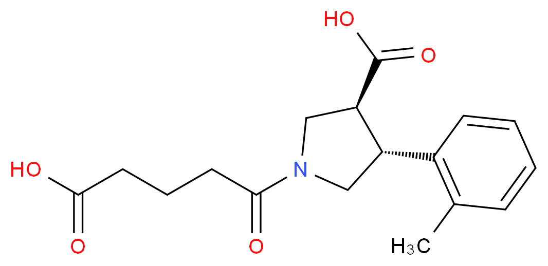 (3S*,4R*)-1-(4-carboxybutanoyl)-4-(2-methylphenyl)pyrrolidine-3-carboxylic acid_分子结构_CAS_)