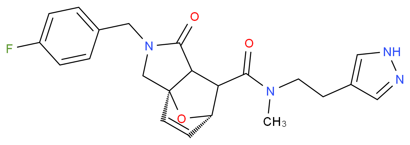 (3aR*,6S*)-2-(4-fluorobenzyl)-N-methyl-1-oxo-N-[2-(1H-pyrazol-4-yl)ethyl]-1,2,3,6,7,7a-hexahydro-3a,6-epoxyisoindole-7-carboxamide_分子结构_CAS_)