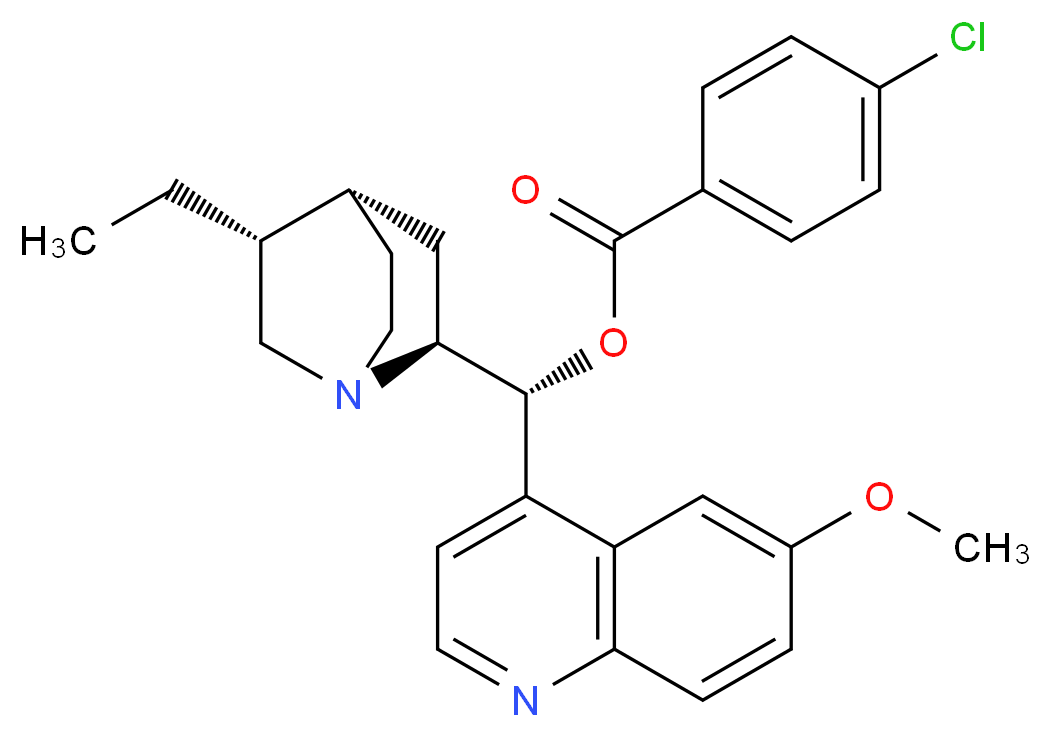 (R)-[(2S,4S,5R)-5-ethyl-1-azabicyclo[2.2.2]octan-2-yl](6-methoxyquinolin-4-yl)methyl 4-chlorobenzoate_分子结构_CAS_113216-88-9