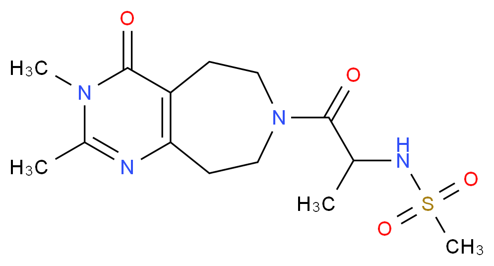 N-[2-(2,3-dimethyl-4-oxo-3,4,5,6,8,9-hexahydro-7H-pyrimido[4,5-d]azepin-7-yl)-1-methyl-2-oxoethyl]methanesulfonamide_分子结构_CAS_)