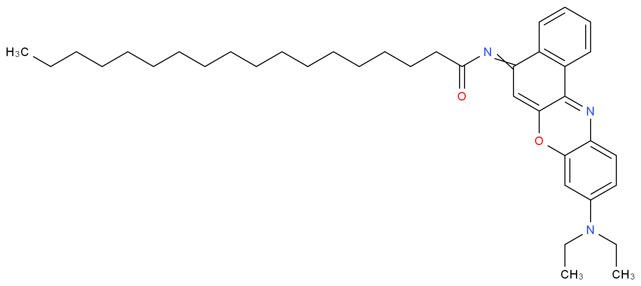 N-[8-(diethylamino)-12H-10-oxa-5-azatetraphen-12-ylidene]octadecanamide_分子结构_CAS_125829-24-5