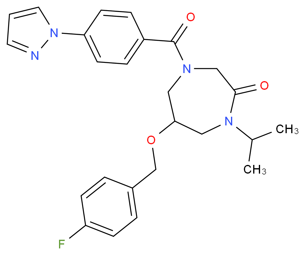 6-[(4-fluorobenzyl)oxy]-1-isopropyl-4-[4-(1H-pyrazol-1-yl)benzoyl]-1,4-diazepan-2-one_分子结构_CAS_)