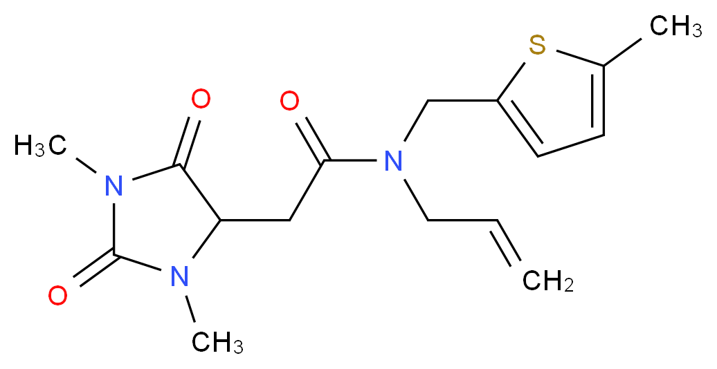 N-allyl-2-(1,3-dimethyl-2,5-dioxoimidazolidin-4-yl)-N-[(5-methyl-2-thienyl)methyl]acetamide_分子结构_CAS_)