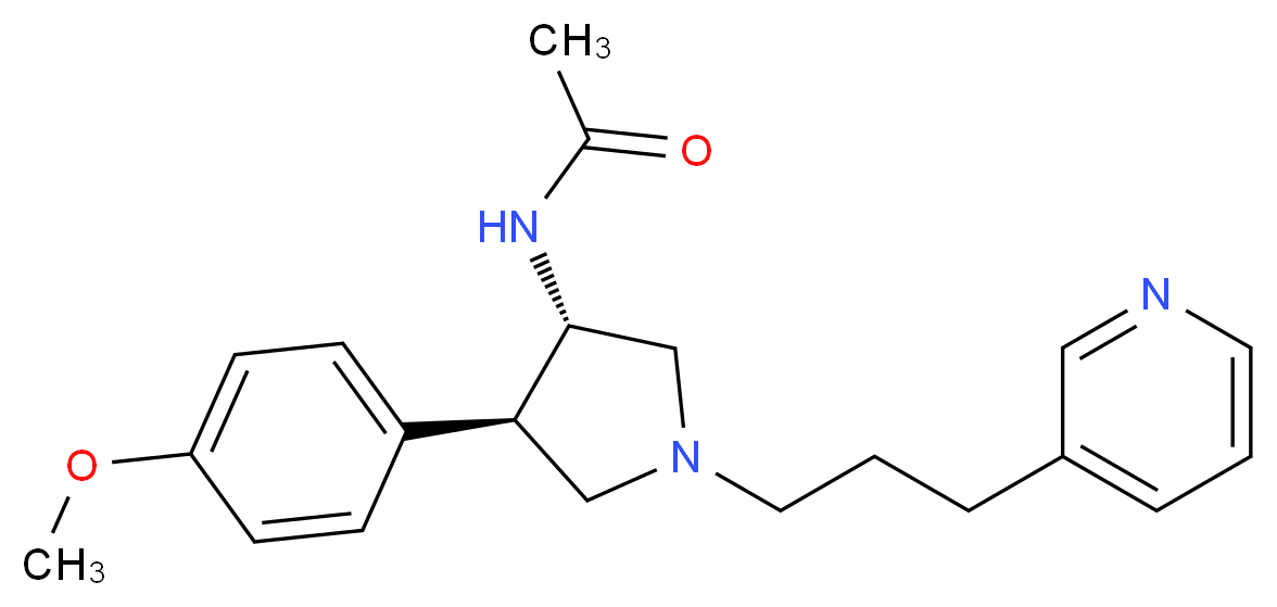 N-[(3S*,4R*)-4-(4-methoxyphenyl)-1-(3-pyridin-3-ylpropyl)pyrrolidin-3-yl]acetamide_分子结构_CAS_)