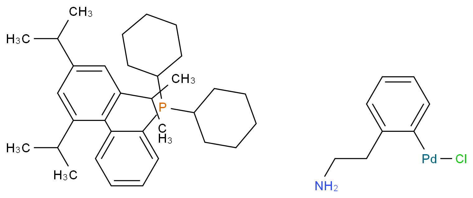 [2-(2-aminoethyl)phenyl](chloro)palladium; dicyclohexyl({2-[2,4,6-tris(propan-2-yl)phenyl]phenyl})phosphane_分子结构_CAS_1028206-56-5