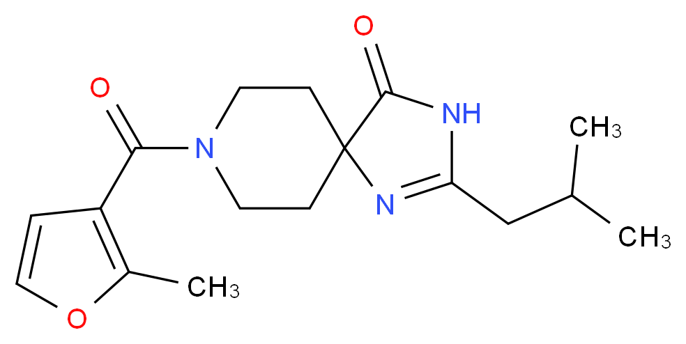 2-isobutyl-8-(2-methyl-3-furoyl)-1,3,8-triazaspiro[4.5]dec-1-en-4-one_分子结构_CAS_)