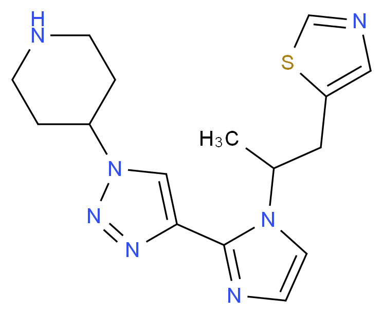 4-(4-{1-[1-methyl-2-(1,3-thiazol-5-yl)ethyl]-1H-imidazol-2-yl}-1H-1,2,3-triazol-1-yl)piperidine_分子结构_CAS_)
