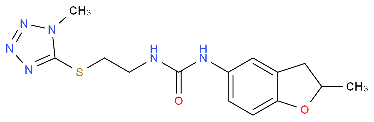 N-(2-methyl-2,3-dihydro-1-benzofuran-5-yl)-N'-{2-[(1-methyl-1H-tetrazol-5-yl)thio]ethyl}urea_分子结构_CAS_)