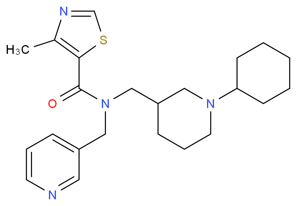 N-[(1-cyclohexyl-3-piperidinyl)methyl]-4-methyl-N-(3-pyridinylmethyl)-1,3-thiazole-5-carboxamide_分子结构_CAS_)
