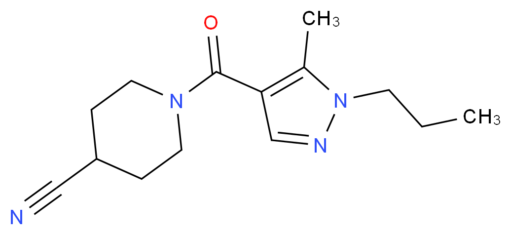 1-[(5-methyl-1-propyl-1H-pyrazol-4-yl)carbonyl]-4-piperidinecarbonitrile_分子结构_CAS_)