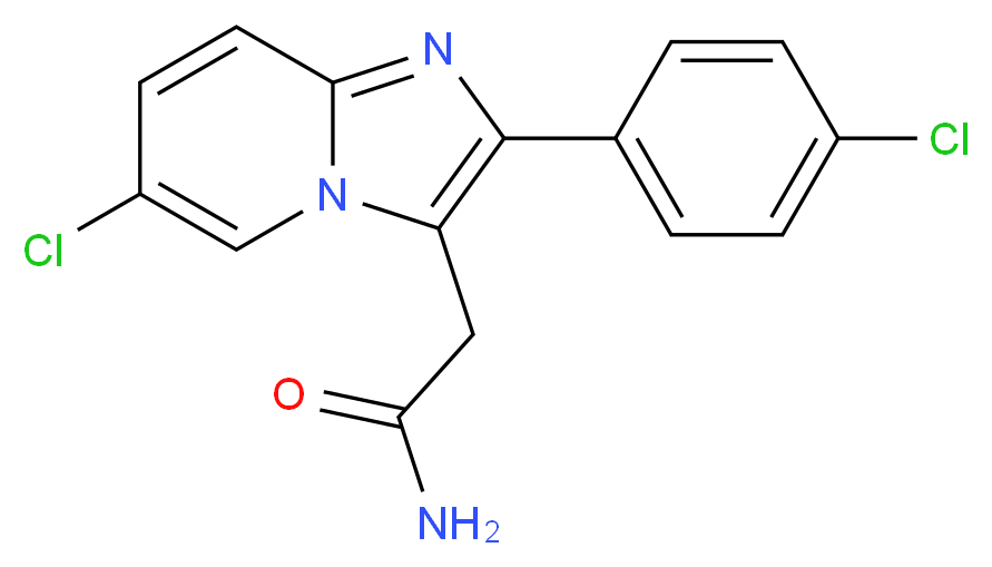 2-[6-chloro-2-(4-chlorophenyl)imidazo[1,2-a]pyridin-3-yl]acetamide_分子结构_CAS_82626-73-1