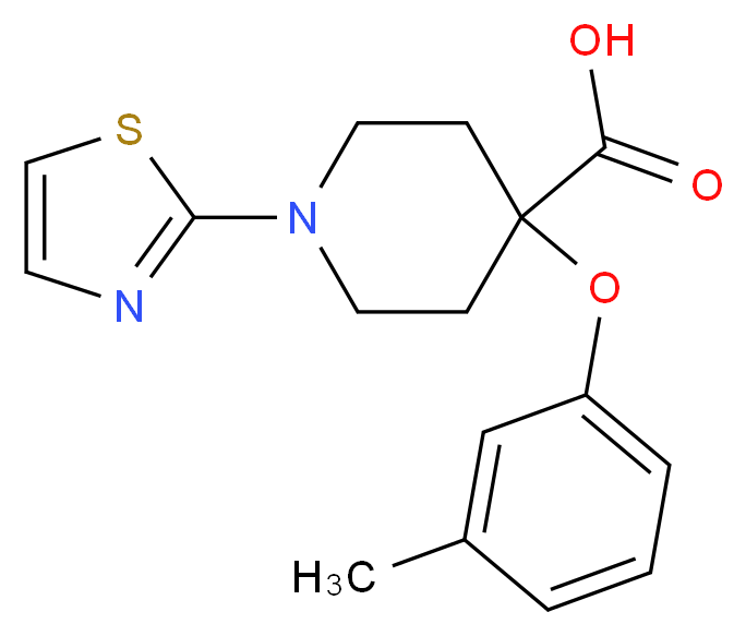 4-(3-methylphenoxy)-1-(1,3-thiazol-2-yl)piperidine-4-carboxylic acid_分子结构_CAS_)