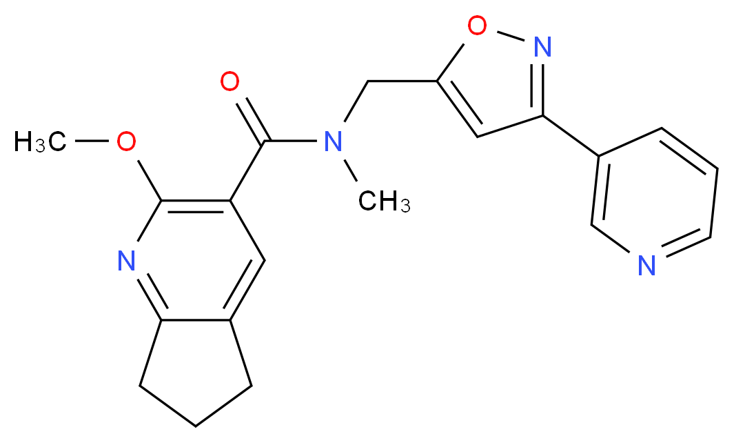 2-methoxy-N-methyl-N-[(3-pyridin-3-ylisoxazol-5-yl)methyl]-6,7-dihydro-5H-cyclopenta[b]pyridine-3-carboxamide_分子结构_CAS_)