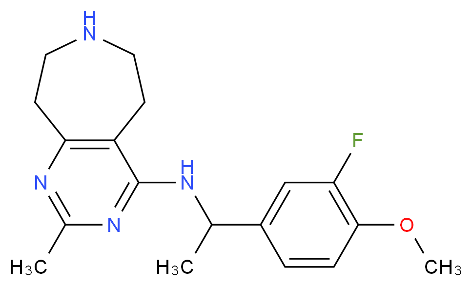 N-[1-(3-fluoro-4-methoxyphenyl)ethyl]-2-methyl-6,7,8,9-tetrahydro-5H-pyrimido[4,5-d]azepin-4-amine_分子结构_CAS_)