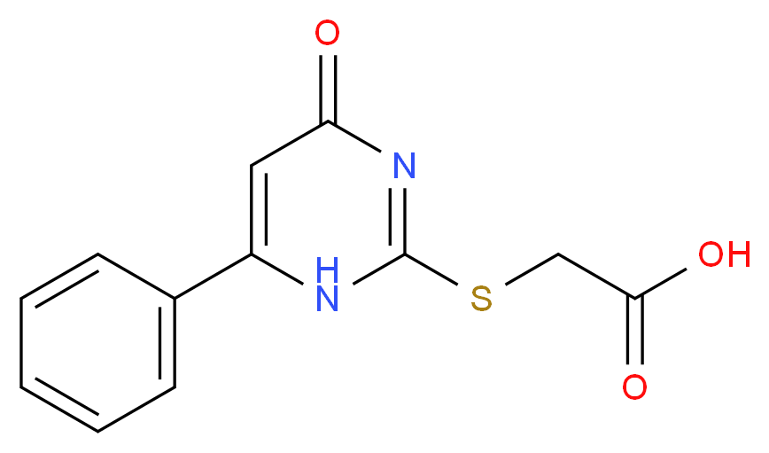(4-Oxo-6-phenyl-1,4-dihydro-pyrimidin-2-yl-sulfanyl)-acetic acid_分子结构_CAS_67466-26-6)