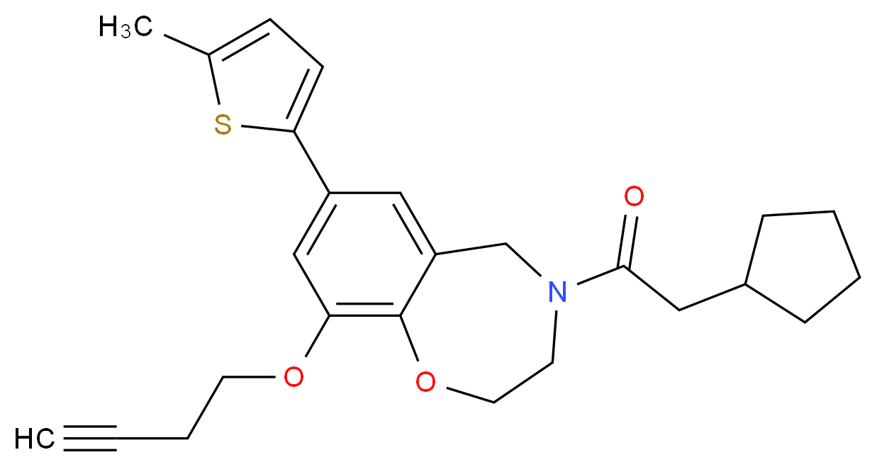 9-(3-butyn-1-yloxy)-4-(cyclopentylacetyl)-7-(5-methyl-2-thienyl)-2,3,4,5-tetrahydro-1,4-benzoxazepine_分子结构_CAS_)