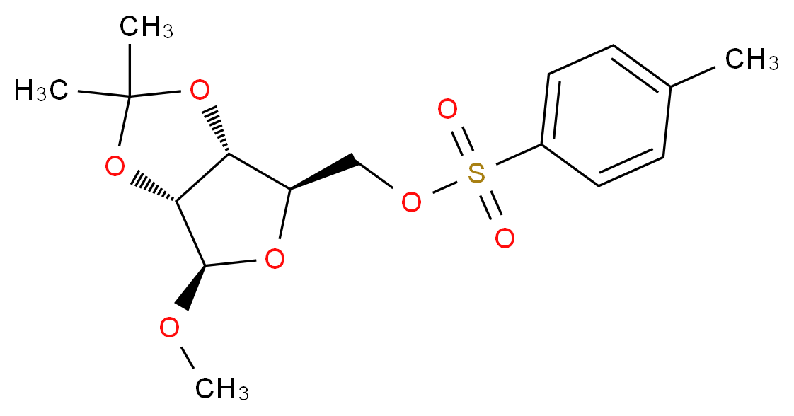 [(3aR,4R,6R,6aR)-6-methoxy-2,2-dimethyl-tetrahydro-2H-furo[3,4-d][1,3]dioxol-4-yl]methyl 4-methylbenzene-1-sulfonate_分子结构_CAS_4137-56-8