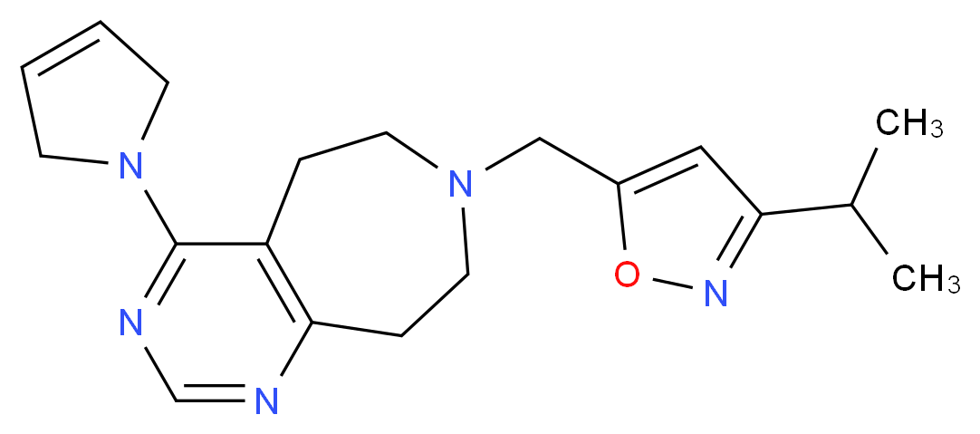 4-(2,5-dihydro-1H-pyrrol-1-yl)-7-[(3-isopropylisoxazol-5-yl)methyl]-6,7,8,9-tetrahydro-5H-pyrimido[4,5-d]azepine_分子结构_CAS_)