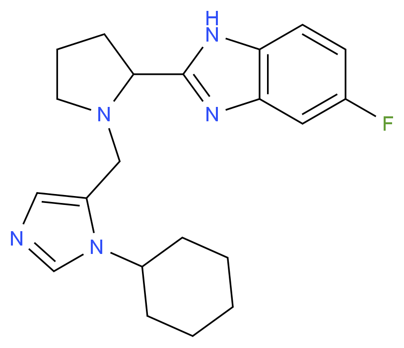 2-{1-[(1-cyclohexyl-1H-imidazol-5-yl)methyl]-2-pyrrolidinyl}-5-fluoro-1H-benzimidazole_分子结构_CAS_)